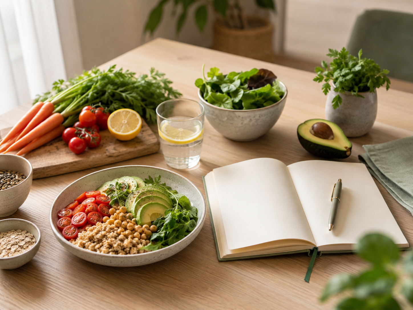 Carnet de suivi et repas équilibré pour accompagnement alimentaire